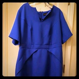 Eloquii Royal Blue V Neck Drape Front dress sz14